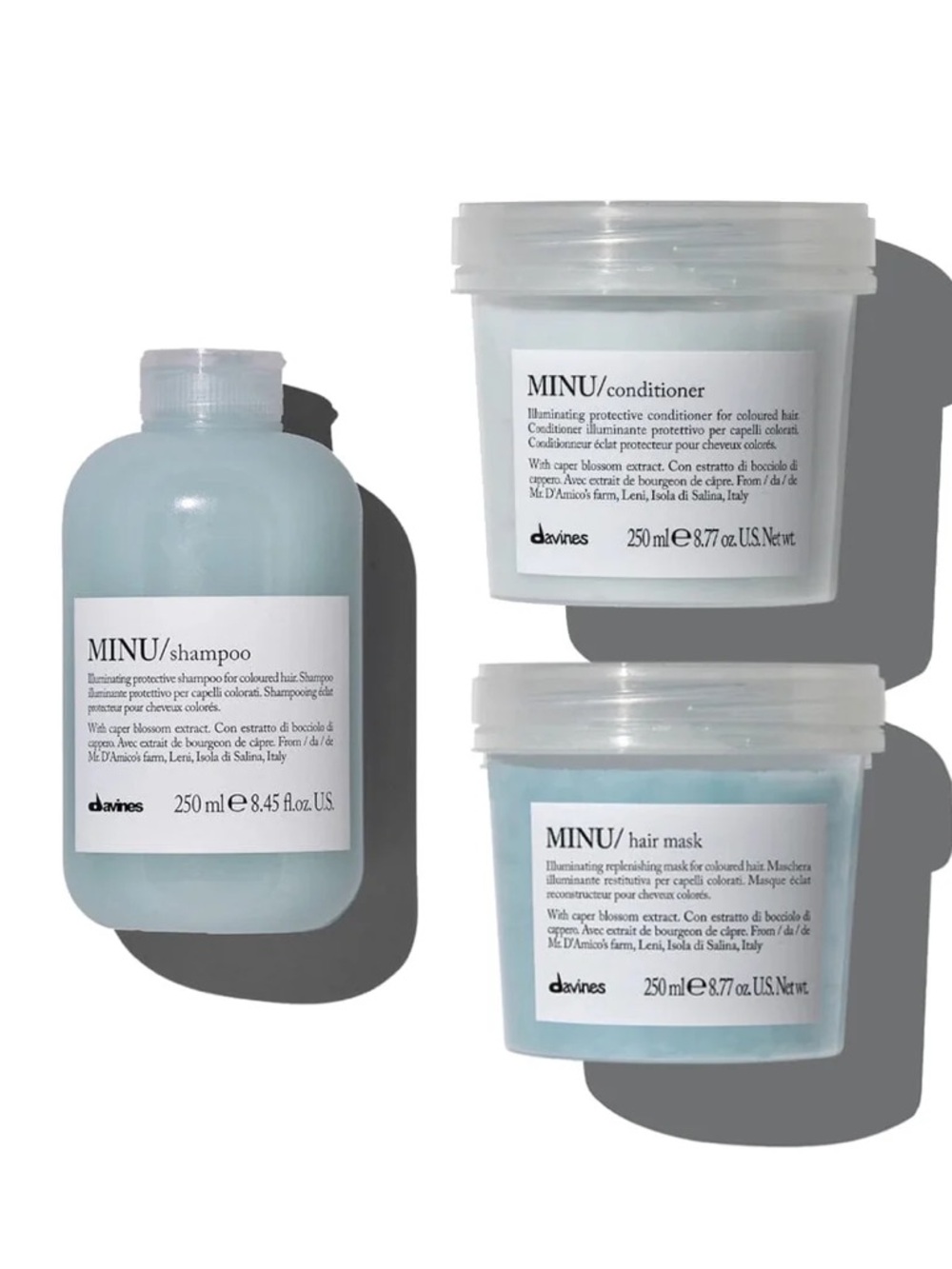 Davines MINU Shampoo, Conditioner & Mask Trio